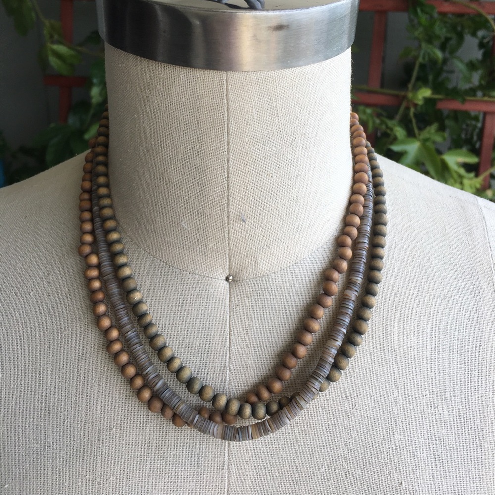 Puka and Wood Bead Necklace